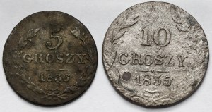 5 et 10 pennies 1835-1836 - rare (2pc)