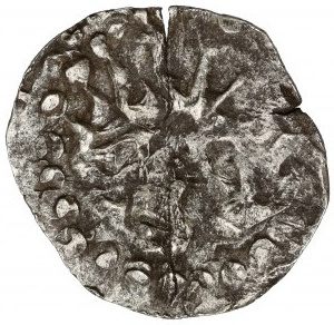 Casimiro III il Grande / Ladislao il Breve (?), Denario - Aquila / Elmo (?)