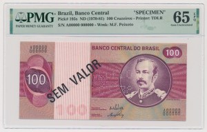 Brazylia, 100 Cruzeiros ND (1970-81) SPECIMEN