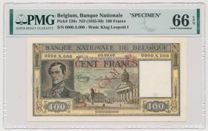 Belgia, 100 Francs ND (1945-50) - SPECIMEN