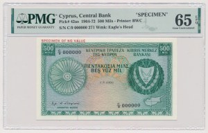 Cyprus, 500 Mils 1964-72 SPECIMEN
