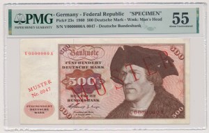 Německo, 500 německých marek 1960 - SPECIMEN
