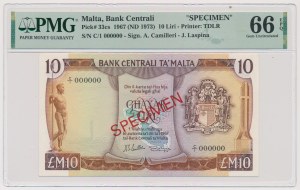 Malta, 10 Liri 1967 (ND 1973) - SPECIMEN