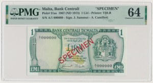 Malta, 1 lira 1967 - SPECIMEN