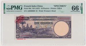 Indochiny Francuskie, 10 Piastres ND (1947) - SPECIMEN No.19