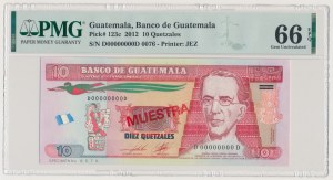 Guatemala, 10 Quetzales 2012 Specimen No.0076 MUESTRA D 00000000 D