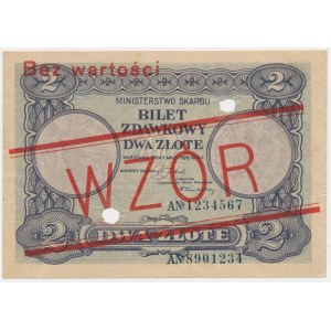 Bilet zdawkowy, 2 złote 1925 - WZÓR - z perforacją