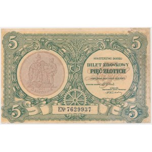 Bilet zdawkowy, 5 złotych 1925 Konstytucja - przycięty