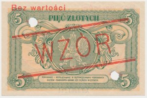 Bilet zdawkowy, 5 złotych 1925 Konstytucja - WZÓR - bez numeru wzoru