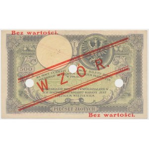 500 złotych 1919 - WZÓR - niski nadruk, z perforacją