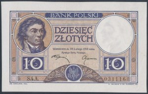 10 złotych 1919 - S.4.A. - fioletowa klauzula