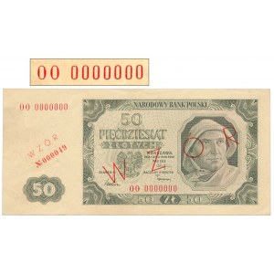 50 złotych 1948 - WZÓR - OO 0000000 - Nr 000049 - RZADKOŚĆ