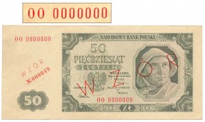 50 zloty 1948 - MODEL - OO 0000000 - No. 000049 - RARE.
