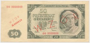 50 zloty 1948 - MODEL - OO 0000000 - No. 000049 - RARE.