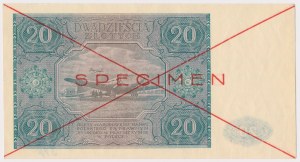 N. 394. 20 zloty 1946 - SPECIMEN - A 1234567