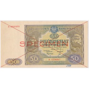Nr 390. 50 złotych 1946 - SPECIMEN - A 8900000 - A 1234567