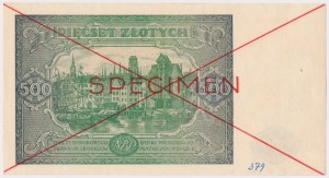 N. 379. 500 zloty 1946 - SPECIMEN - GU 8900000 - GU 1234567