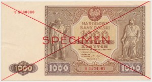1 000 zlatých 1946 - SPECIMEN - B