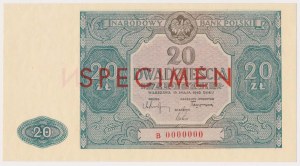 20 zlotých 1946 - B 0000000 - SPECIMEN