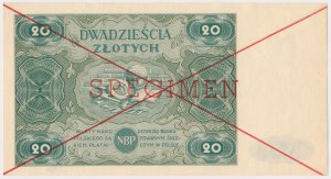 Nr 396. 20 złotych 1947 - SPECIMEN - Ser.A 1234567