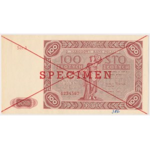 Nr 386. 100 złotych 1947 - SPECIMEN - Ser.A 1234567