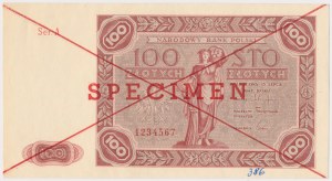 č. 386. 100 zlotých 1947 - SPECIMEN - Ser.A 1234567