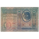 Austria, 10 - 100 Kronen 1912-1915 with Romanian stamps (4pcs)