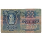 Austria, 10 - 100 Kronen 1912-1915 with Romanian stamps (4pcs)