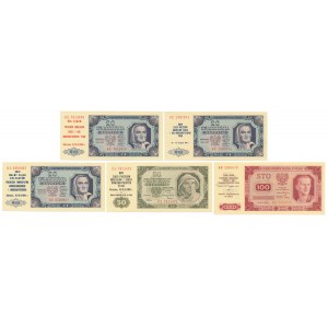 Zestaw 20 - 100 złotych 1948 - z nadrukami okolicznościowymi (5szt)