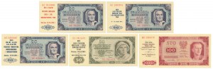 Zestaw 20 - 100 złotych 1948 - z nadrukami okolicznościowymi (5szt)