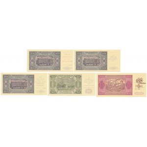 Zestaw 20 - 100 złotych 1948 - z nadrukami okolicznościowymi (5szt)