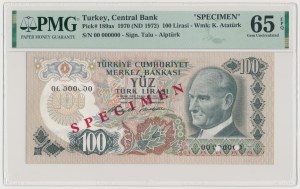 Turkey, SPECIMEN 100 Lirasi 1970 (ND 1972)