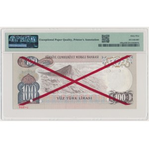 Turkey, SPECIMEN 100 Lirasi 1970 (ND 1972)