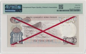 Turquie, 100 Lirasi 1970 (ND 1972) - SPECIMEN