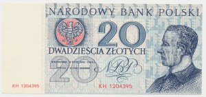 Vzorka tlače poľských miest, 20 zlotých 1965