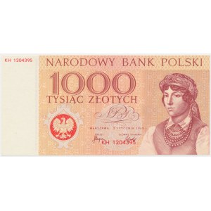 DRUK PRÓBNY Miasta Polskie, 1.000 złotych 1965 - mała wersja