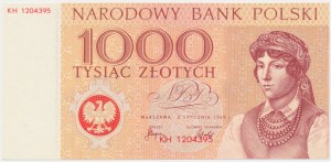 DRUK PRÓBNY Miasta Polskie, 1.000 złotych 1965 - mała wersja