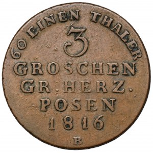 Wielkie Księstwo Poznańskie, 3 grosze 1816-B, Wrocław