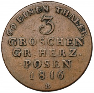 Granducato di Posen, 3 grosze 1816-B, Wrocław