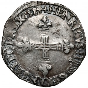 Enrico di Valois, 1/4 di ecu (quart d'écu) 1584-9, Rennes