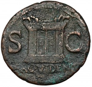 Octavian Augustus (27 v. Chr.-14 n. Chr.), Dupondius posthum geprägt während der Herrschaft des Tiberius (14-37 n. Chr.).