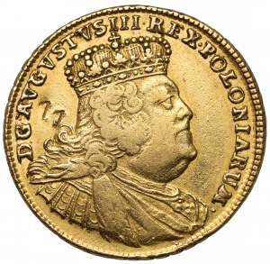 Agosto III Sas, 5 talleri in ORO 1755 CE, Lipsia - Agosto d'oro