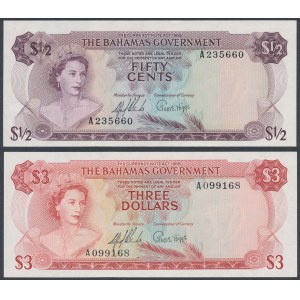 Bahamas, 50 Cents & 3 Dollars 1965 (2pcs)