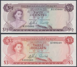 Bahamas, 50 Cents & 3 Dollars 1965 (2pcs)