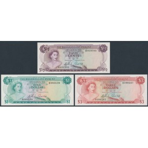 Bahamas, 50 Cents, 1 & 3 Dollars 1965 (3pcs)