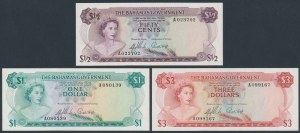 Bahamas, 5 centesimi, 1 e 3 dollari 1965 (3 pezzi)