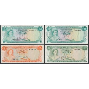 Bahamas, 1 & 5 Dollars 1965-1974 (4pcs)