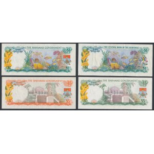Bahamas, 1 & 5 Dollars 1965-1974 (4pcs)