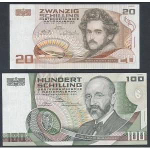 Austria, 20 Schilling 1986 e 100 Schilling 1984 (2 pz.)