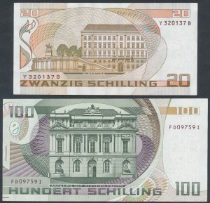 Autriche, 20 Schilling 1986 et 100 Schilling 1984 (2pc)